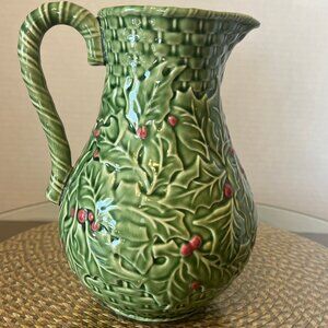 Bordallo Pinheiro Christmas Holly Pitcher